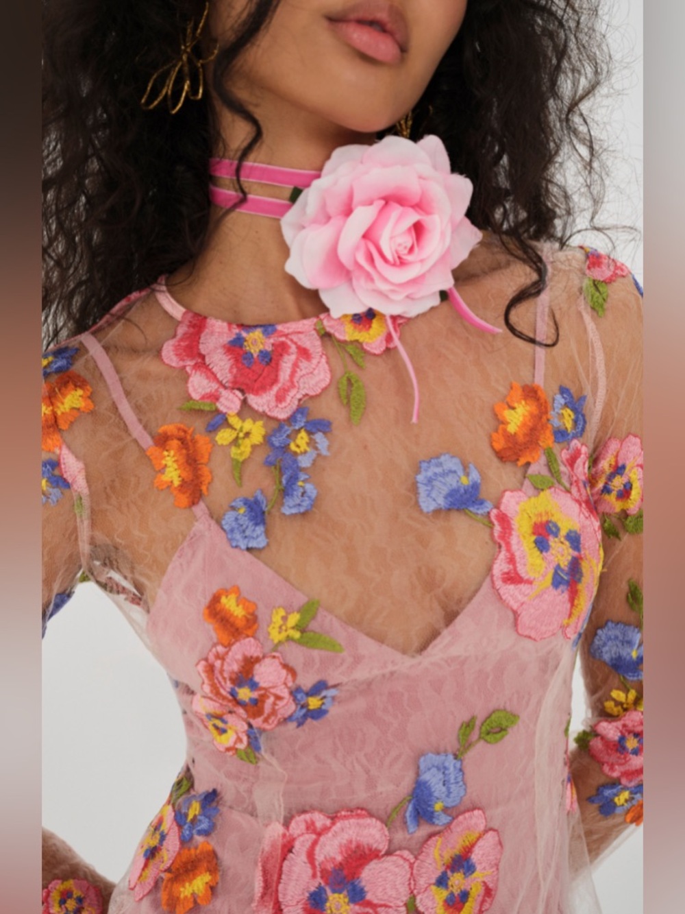 For Love & Lemons Percy Embroidered Mesh Mini Dress - Picture 3 of 4